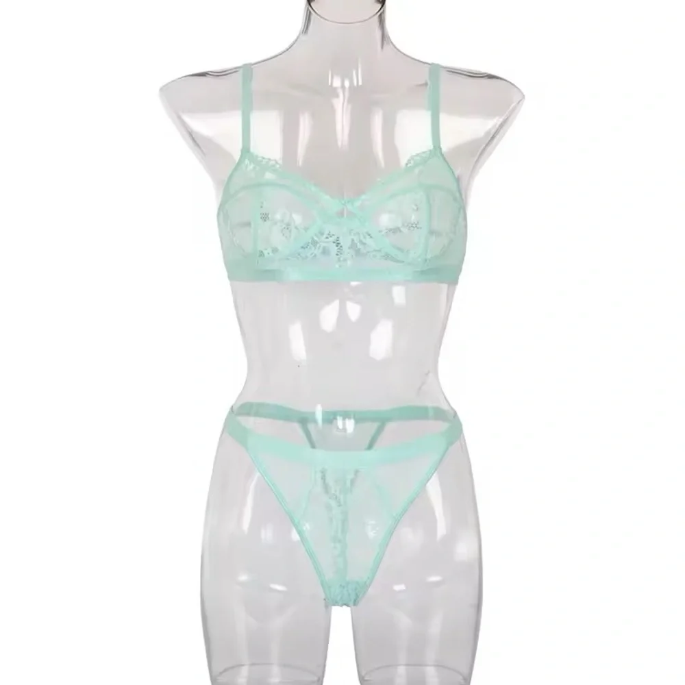 Mint Green Lace Everyday Bra + Panty Lingerie Set - Picture 3 of 8